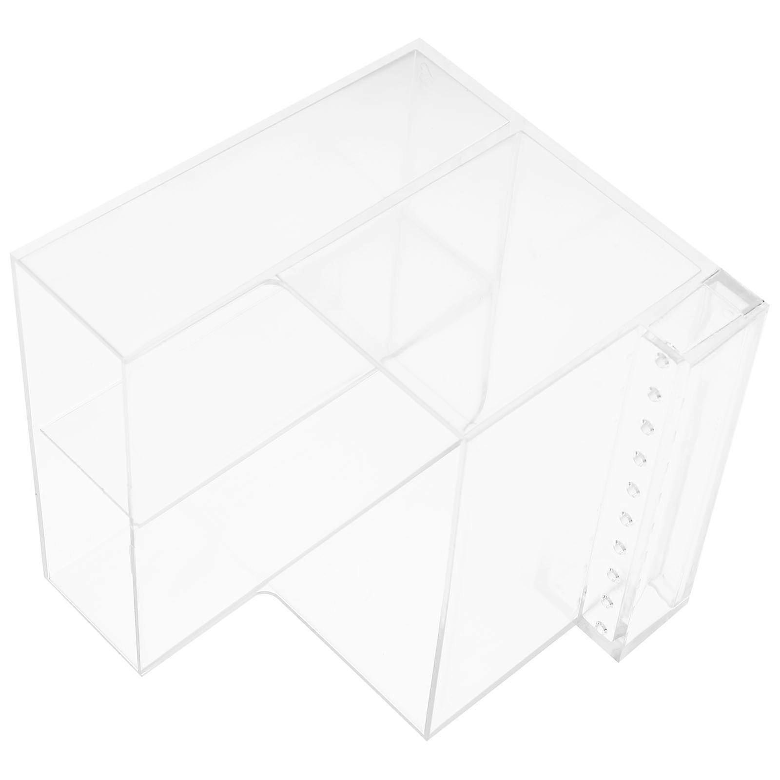 Nail Drill Container Organizer For Manicure Tools Box Clear 10.3cm Height Square Shape Simple Structure 1Set
