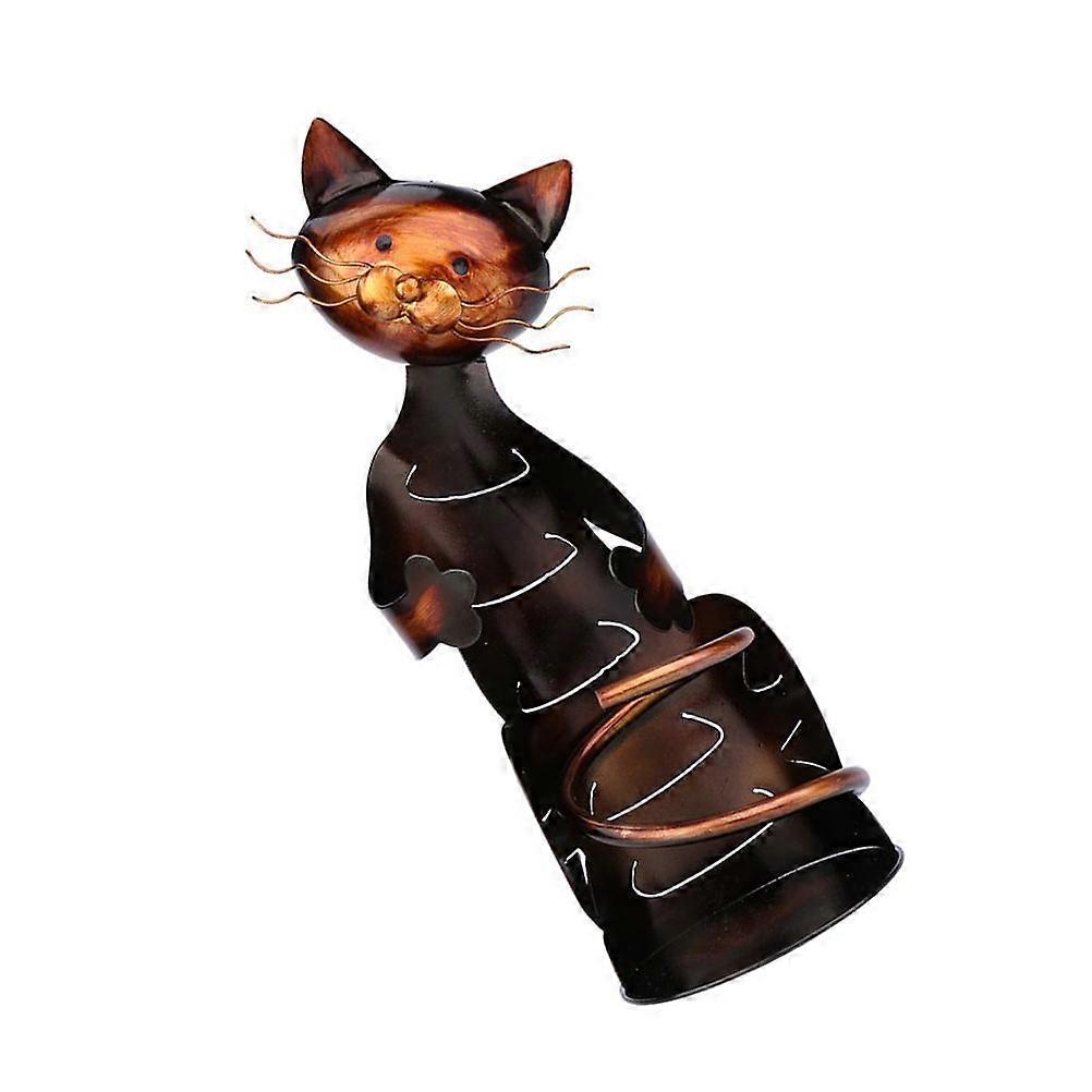 Iron Cat Shape Wine Stand for Storing 1Pcs Coffee Colored Rack