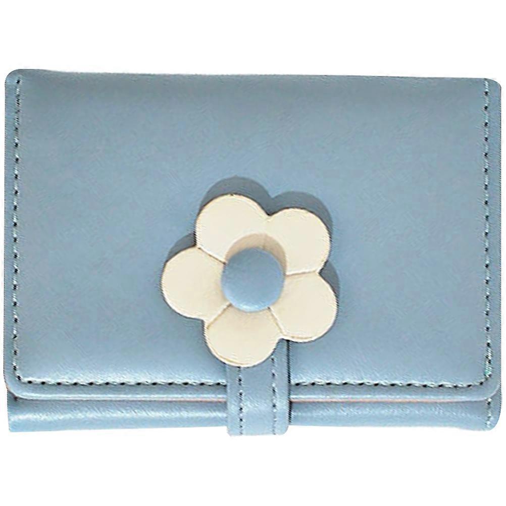 Sky-blue PU Card Holder with for Storage Use Small Size