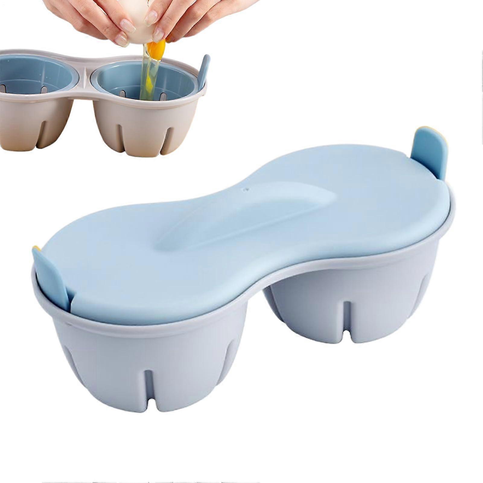 Microwave Egg Cooker and Boiler with Lid for Quick Soft Medium Hard Boiled Eggs, Nonstick Blue