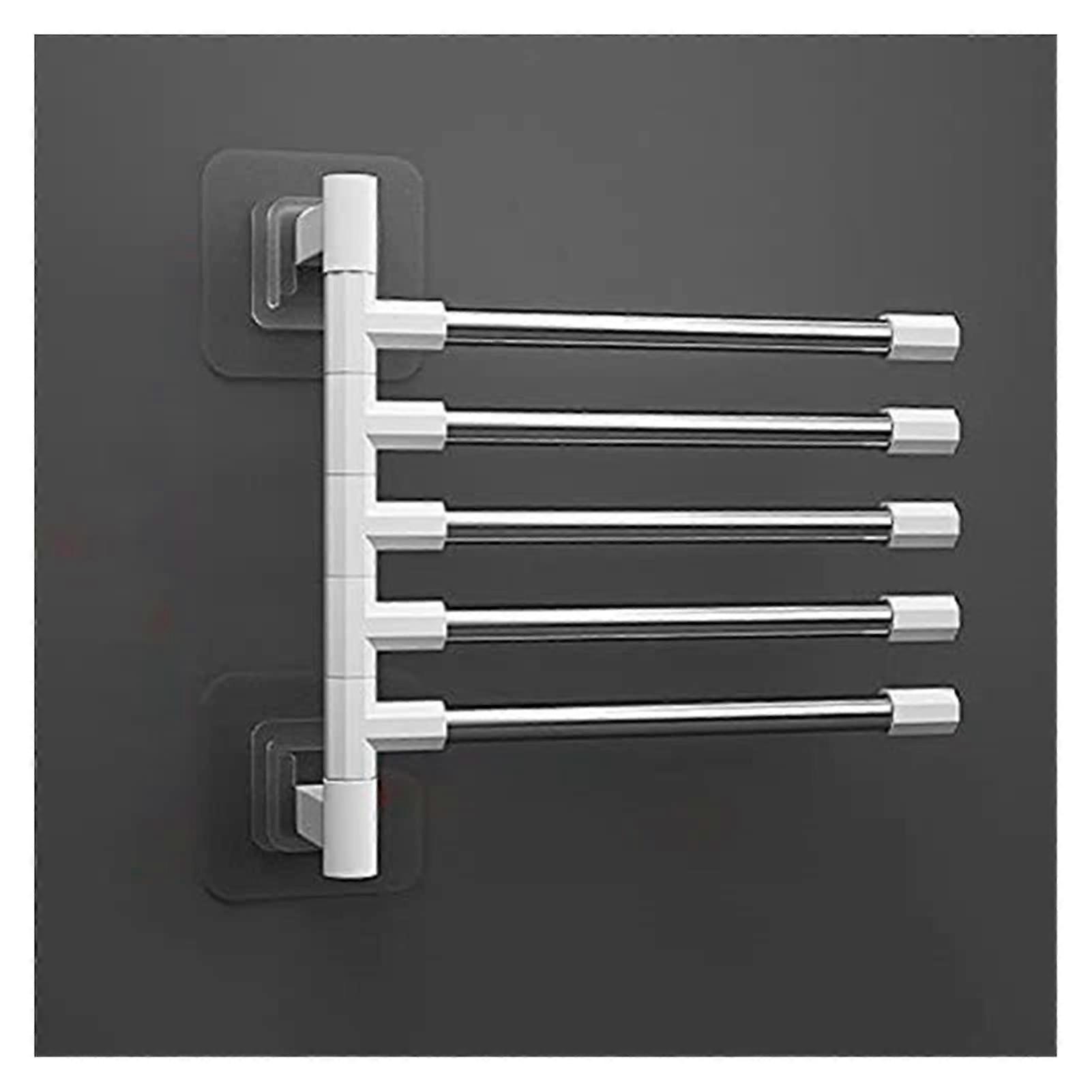 Bathroom Towel Rack Wall Mounted Punch Rotating Stainless Steel 5Layer Storage Shelf