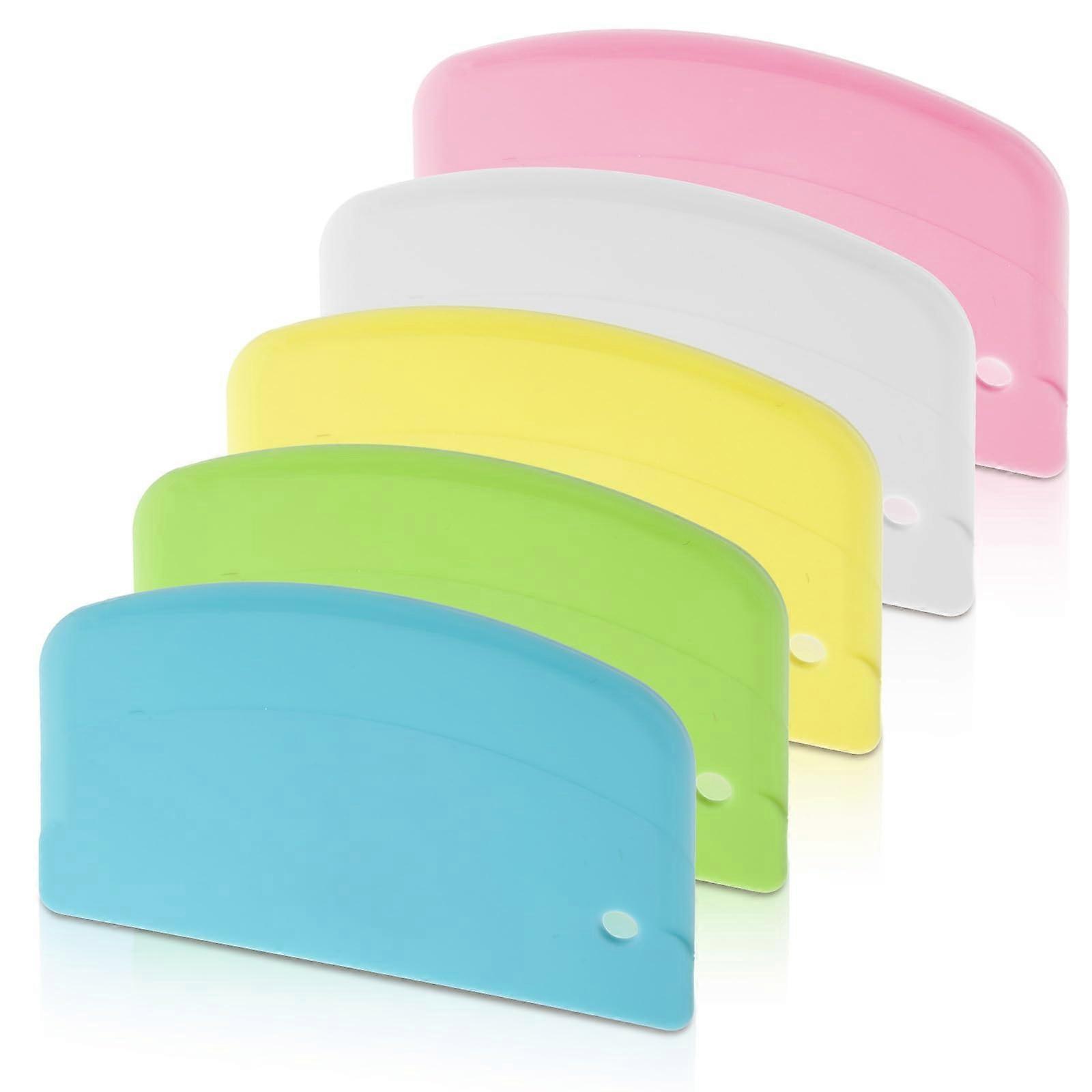 5 Pack Dough Scraper Set, Flexible Plastic Bowl Scrapers with Ergonomic Curved Edge for Baking