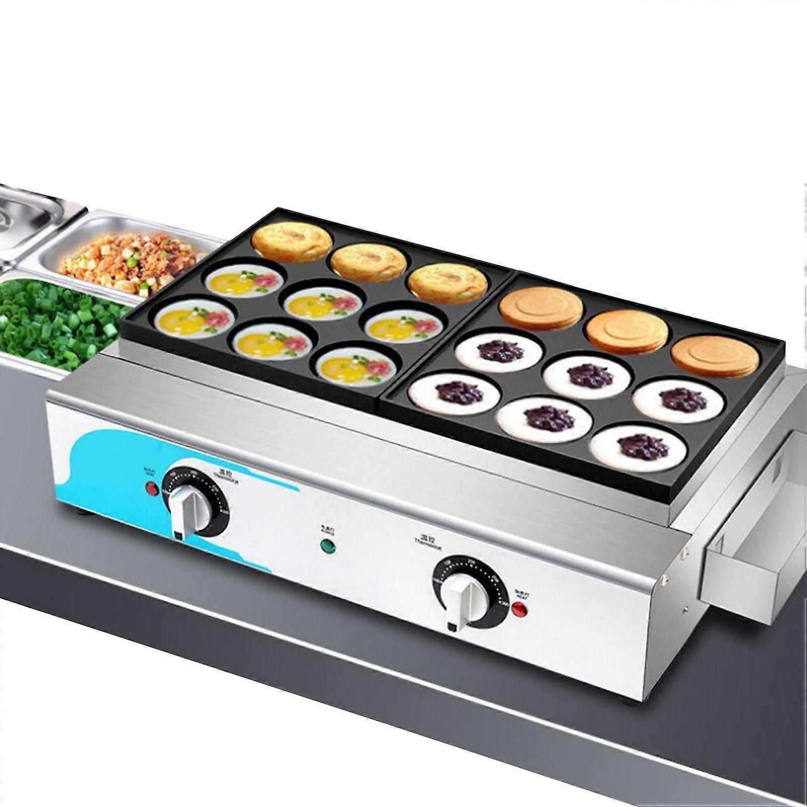 Commercial Electric Griddle with 18Cup Design, NonStick Egg Burger Maker, Adjustable Temp Control