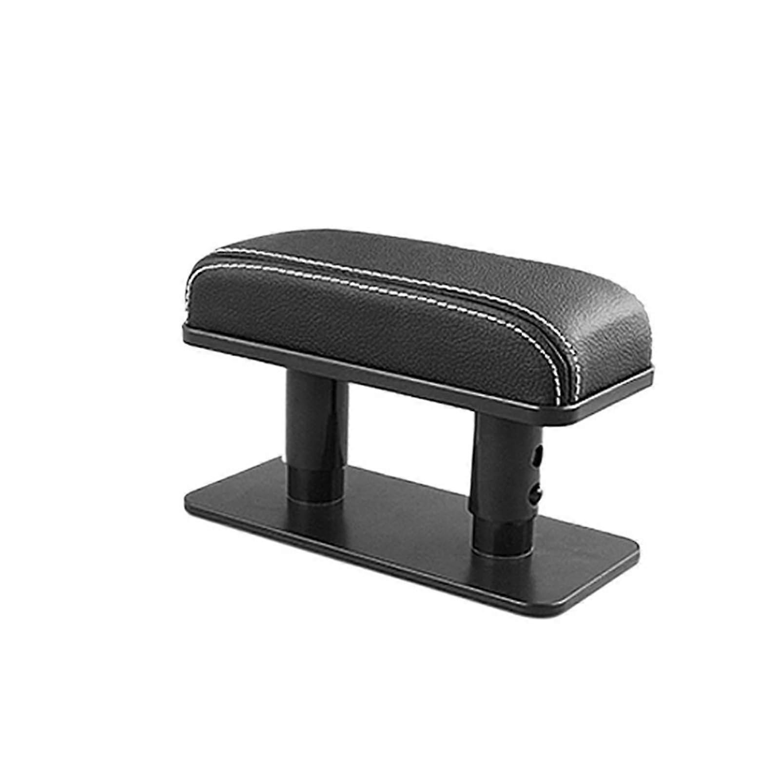 Adjustable Car Armrest Extender with Comfortable PU Leather Cushion, Universal Fit, White Line
