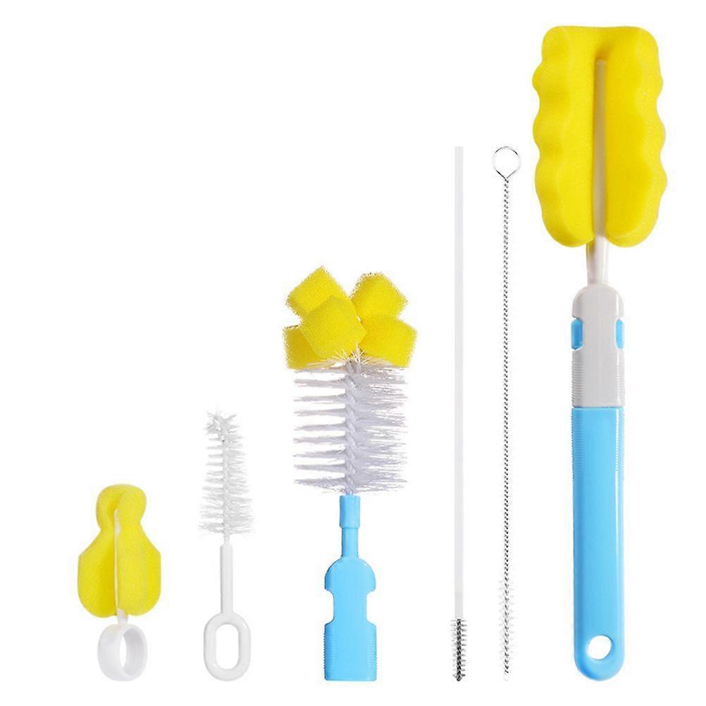 6pcs Feeding Bottle Brush Set Cleaning Brush Removable Straw Pacifier Cup Brush