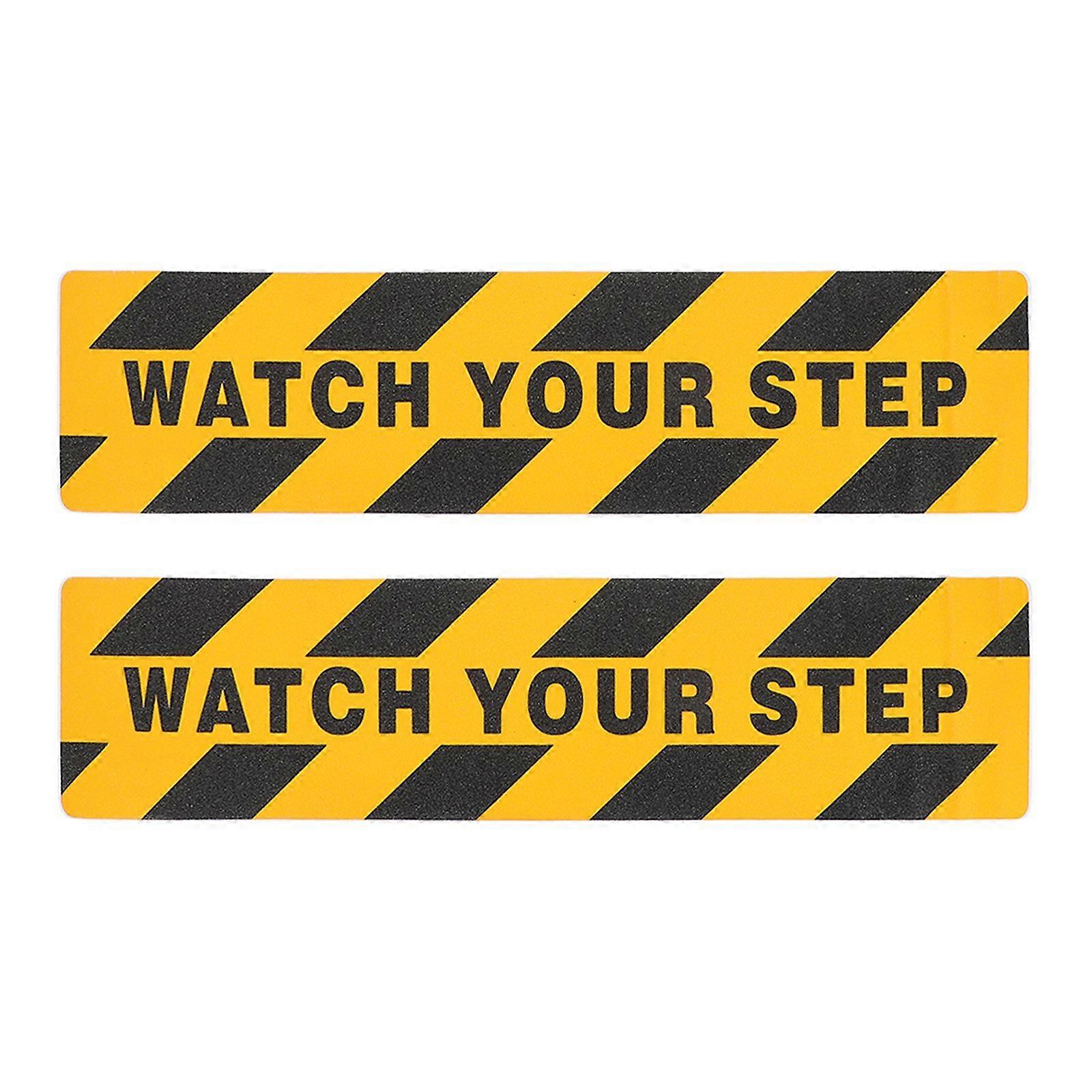 2pcs Caution Warning Stickers Anti-slip Caution Decals Watch Your Step Warning Stickers