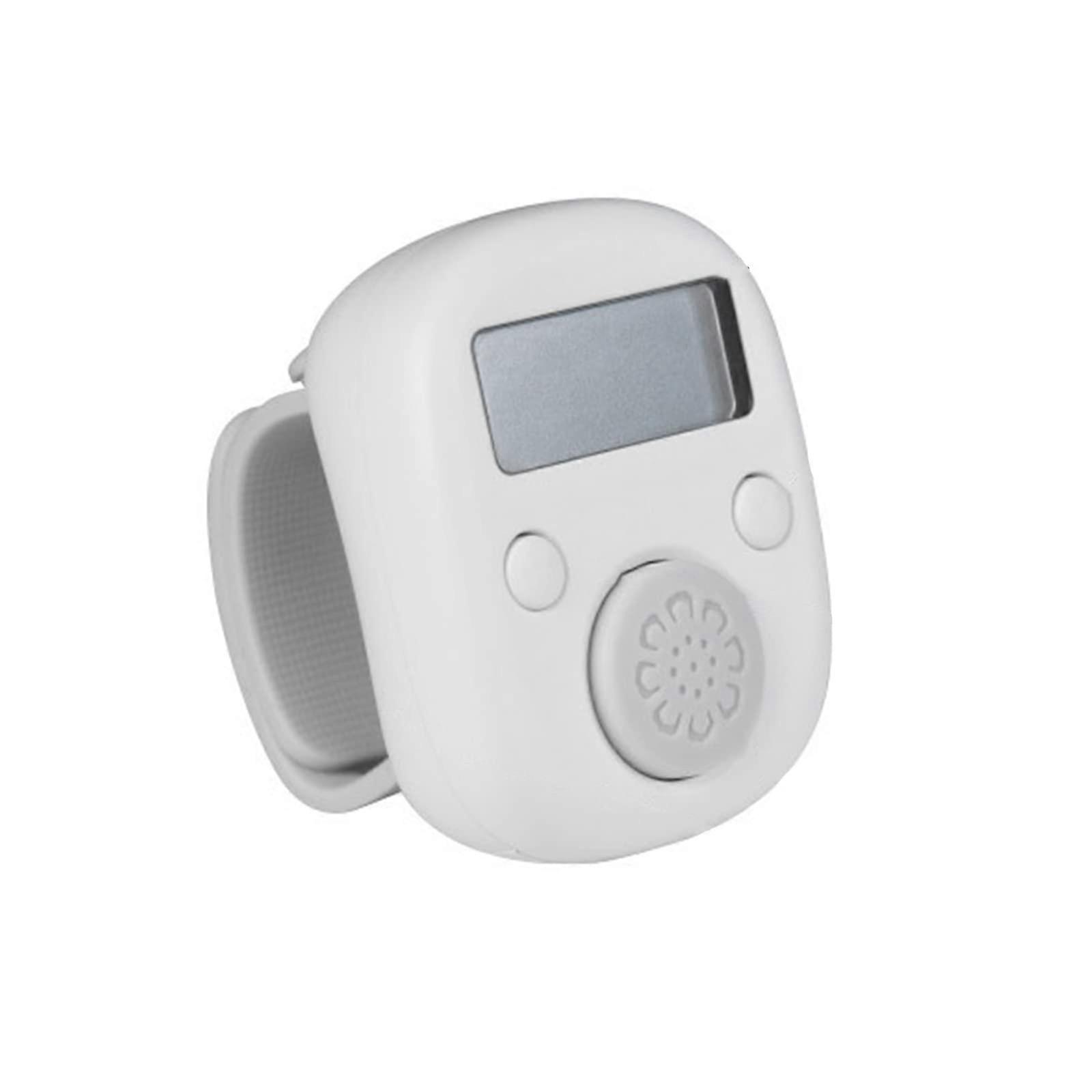 Digital Tally Counter 6Digit Display Electronic Hand Clicker Adjustable Silicone Strap White
