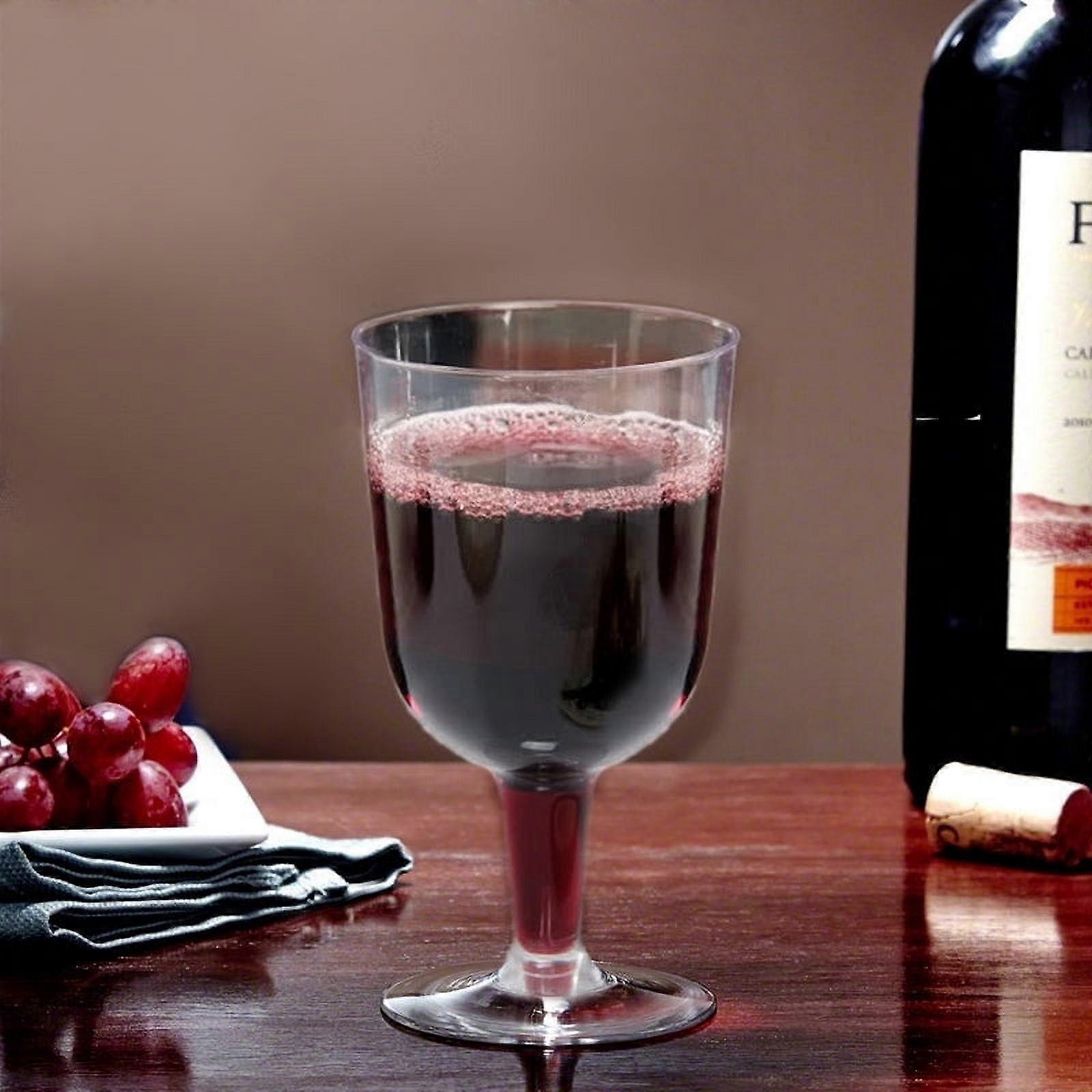 100 Pcs - Clear 5oz Disposable Plastic Wine Glass - Crystal Collection