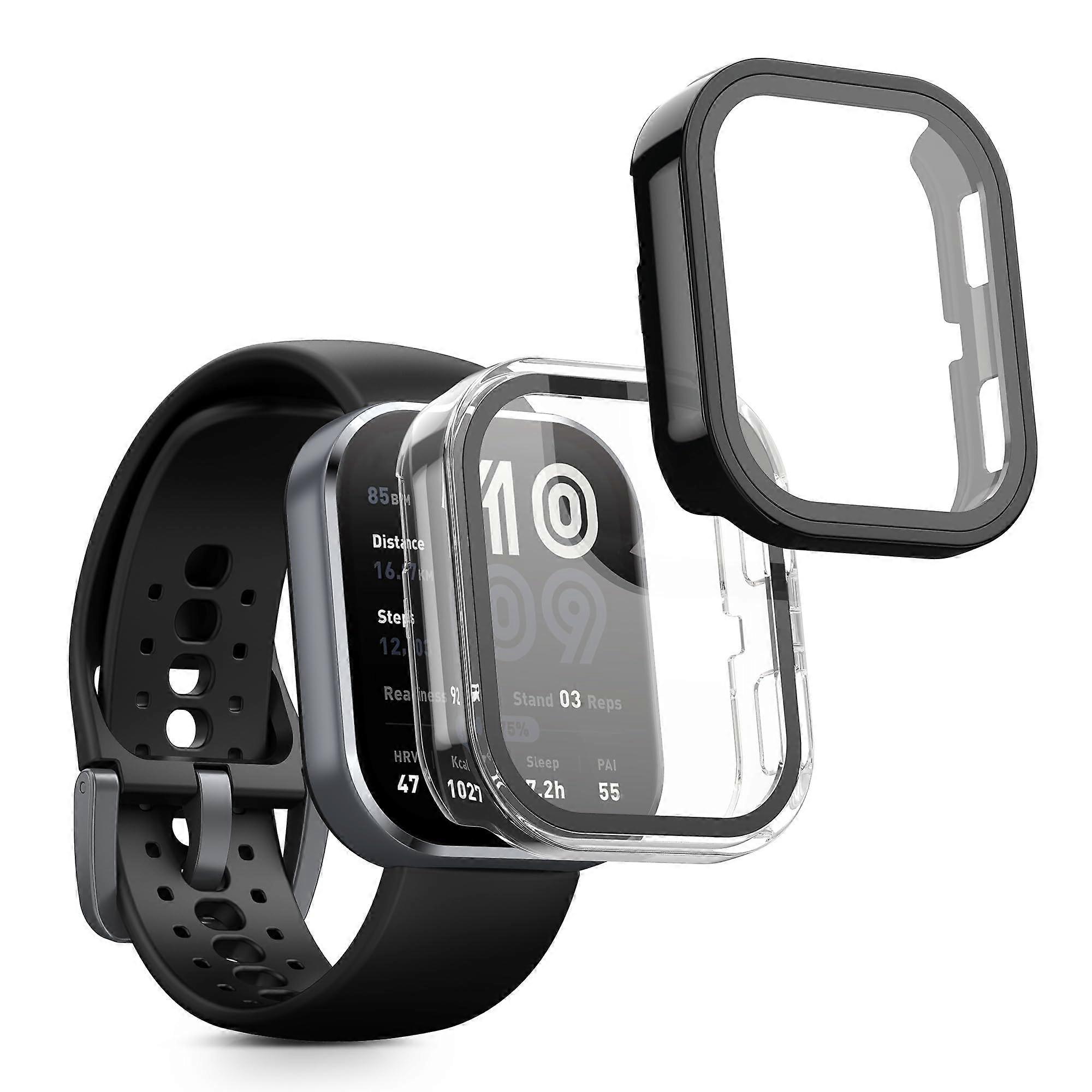 Tempered Glass Screen Protector Case for Amazfit Bip 6, Full Coverage Scratch Resistant Frame 2 Pack