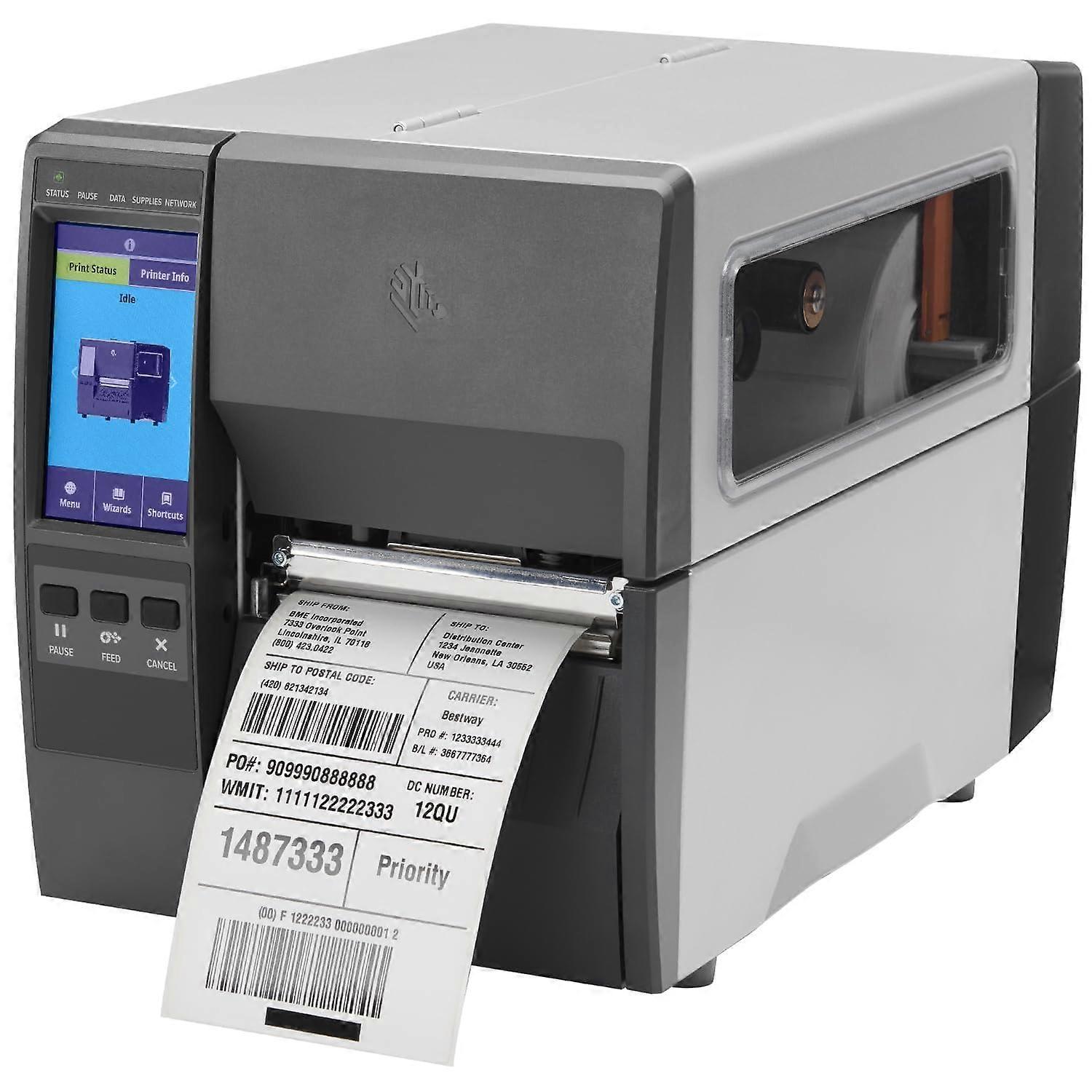Industrial Label Printer 203 DPI 4 Inch Thermal Transfer Barcode Printer with Speed Printing and Color Touchscreen