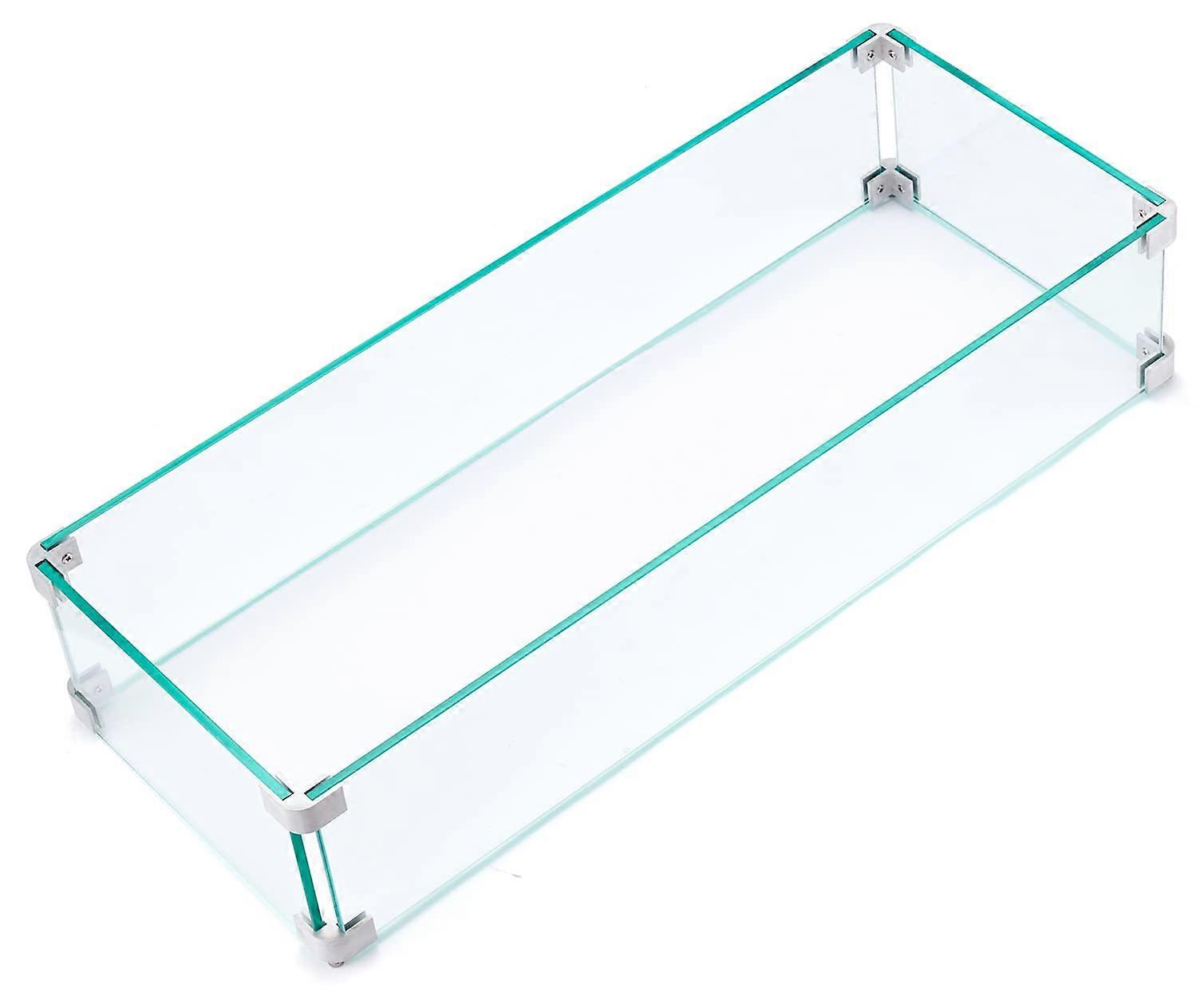 33x15 Inch Rectangular Fire Pit Wind Guard, Tempered Glass Flame Guard for Patio Table, Clear Durable Shield