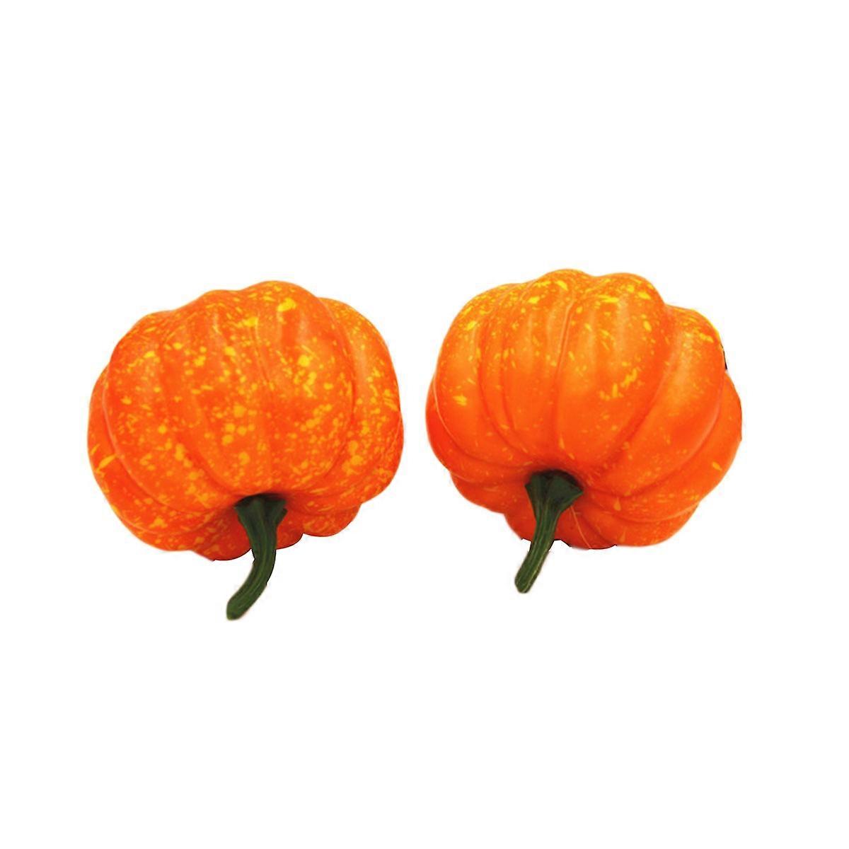 Orange Fake Pumpkin Models for Decor 2Pcs Mini Artificial Pumpkins