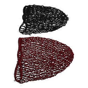 2pcs Handgefertigte gehäkelte Netzmütze lange Schlafmütze Haarschutz Nachtmütze Haarschutz (schwarz, weinrot, 1 Stück für jede Farbe)