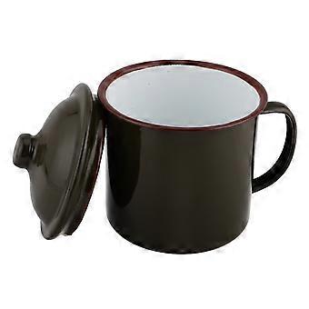 Enamel Coffee Mug with Lid Vintage Style Cup for Outdoor Retro Camping Water Cup Tea Mug for Home Kitchen Use and Hiking Travel 700 ml