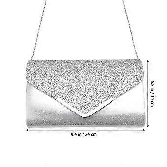1pc Women Evening Party Clutch Bags Handbag Flash Dinner Handbag Purse for Party and Wedding (Silver)