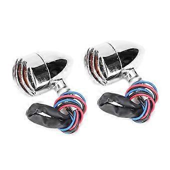 2Pcs 12V 5W Electroplating Motorcycle Turn Signal Indicator Light Front Rear Universal LampYellow