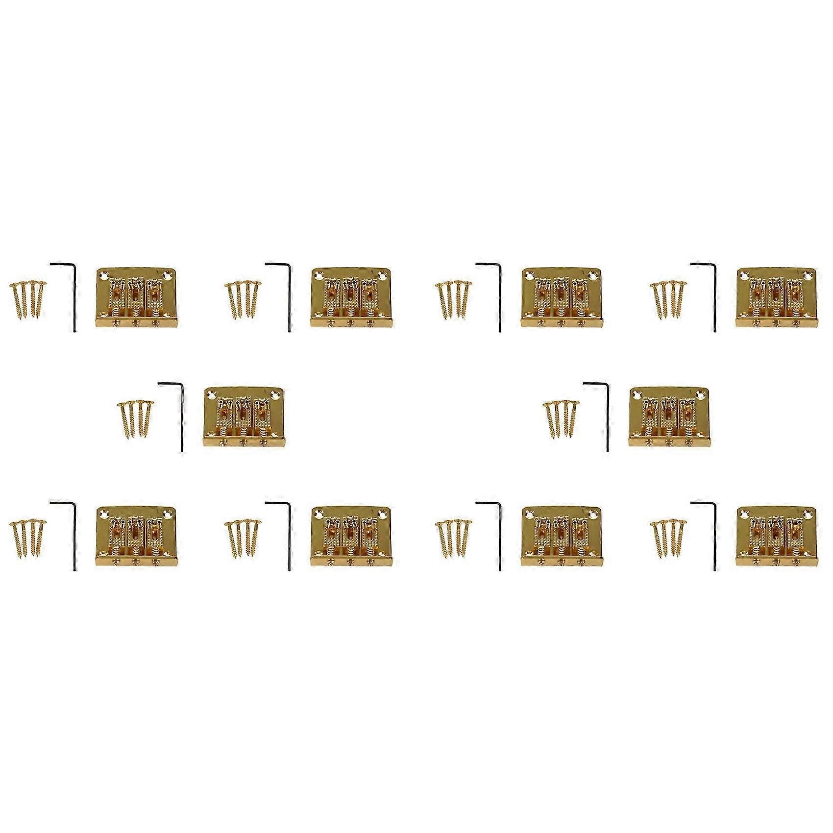 10X 3 String Guitar Ball String Bridge Pull String Hard Tail Guitar Bridge Tail 3 String Guitar Replacement Gold