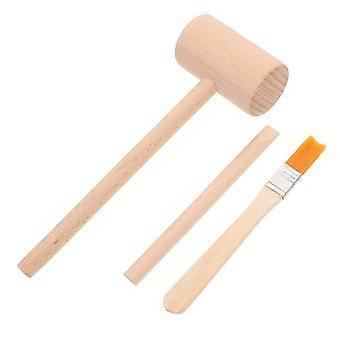 Kids Dig Tool Toy Set Wooden Hammer Brush for Cleaning 3Sets