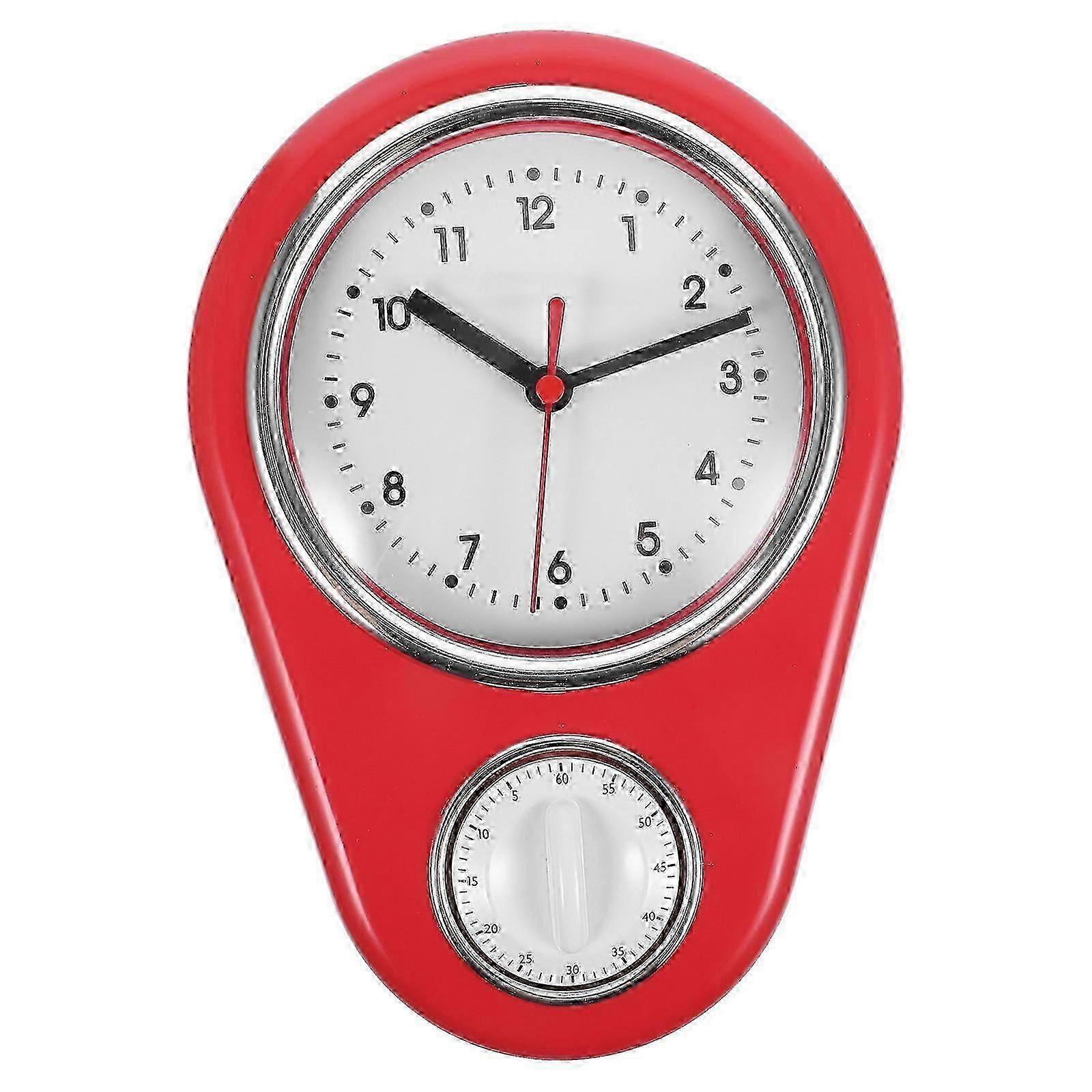 Food Timer Kitchen Wall Clock Home Use Red Rectangular 31.6*21.6cm 1pack