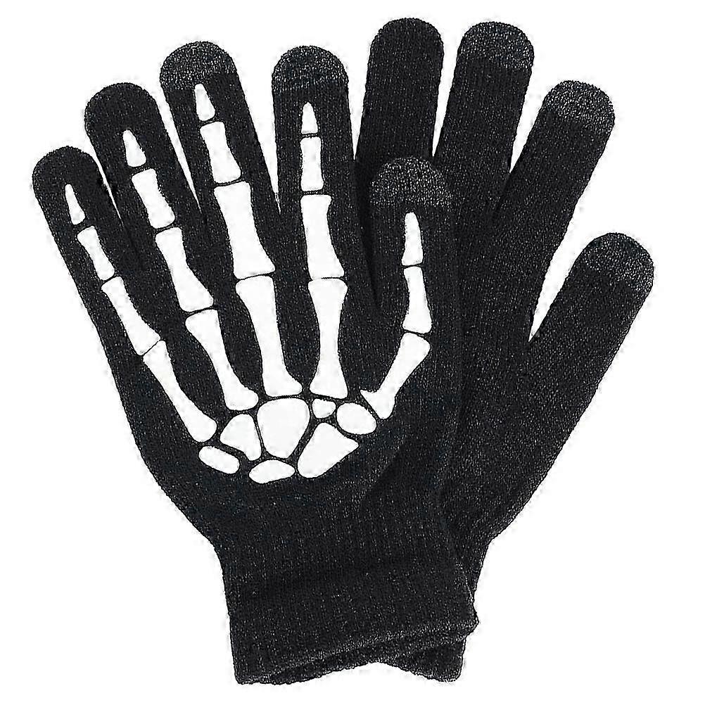 Skeleton Pattern Night Riding Gloves Touchscreen Compatibility 1 Pair