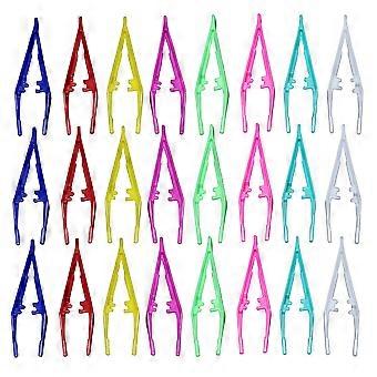 24Pcs Disposable Tweezers Convenient Plastic Craft Tweezers Fake Eyelash Clips