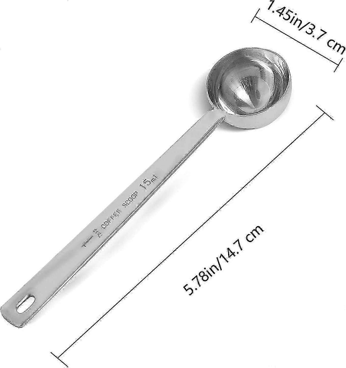 Stainless Steel 15ml Coffee Measuring Scoops, Silver, 2 Pcs