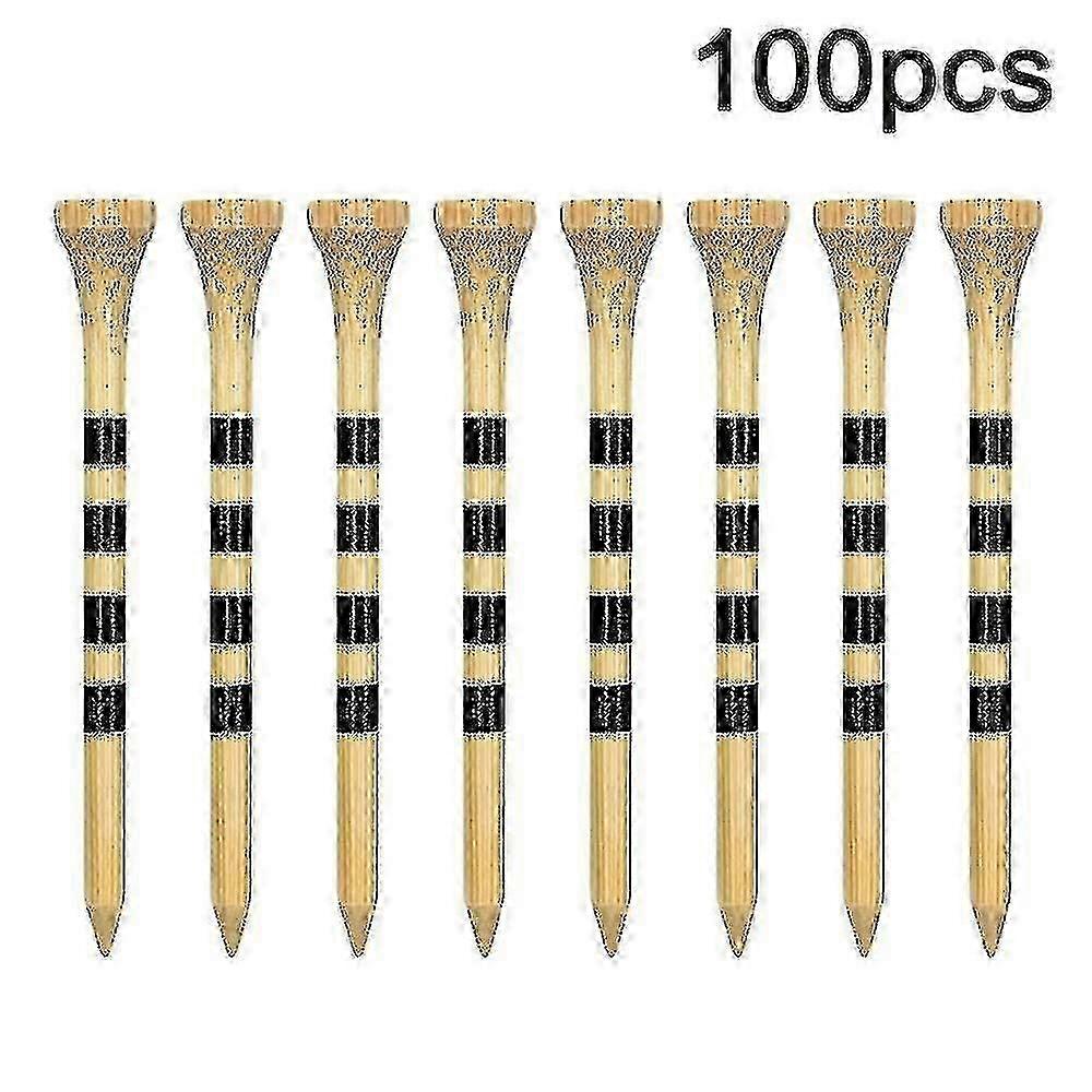 100pcs Golf Tees, Reduce Friction & Side Spin-stable & Durable Natural