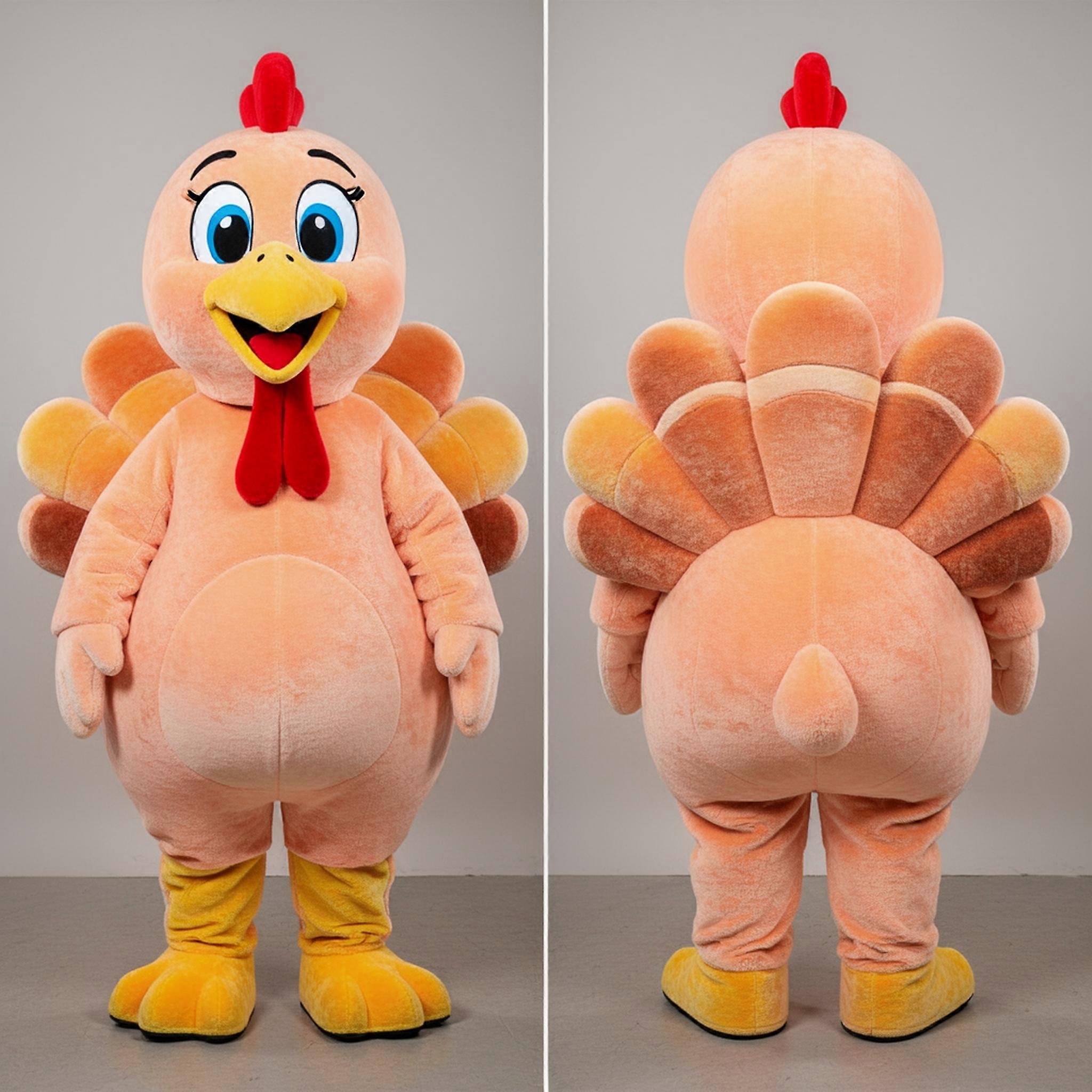 MASTICOT Peach Colored Rounded Turkey Mascot