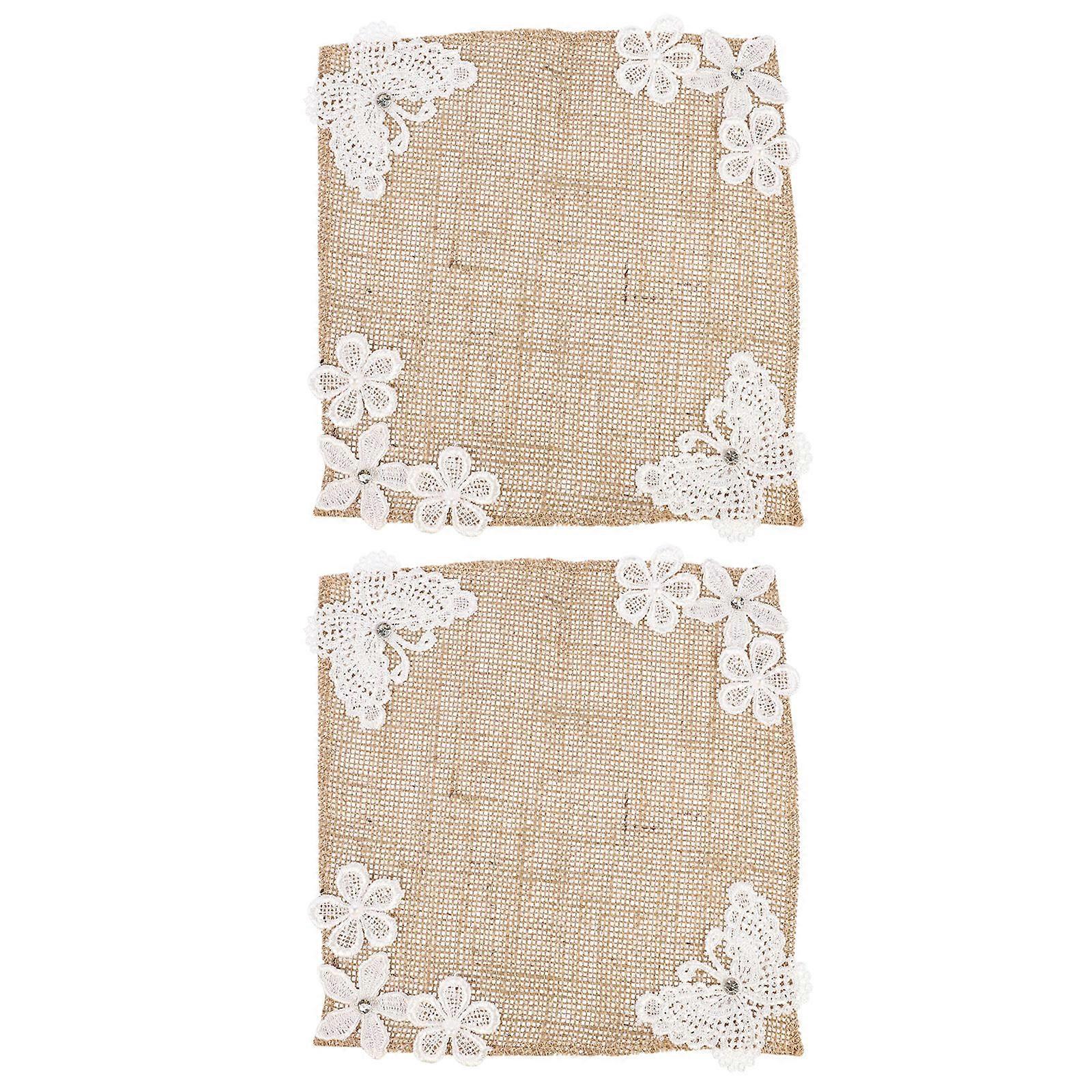 Beige Linen Dining Table Placemat for Decor 2Pcs Table Placemat