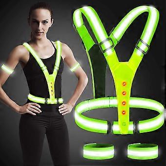 High Visibility LED Reflective Safety Vest with Running Lights, Specially Designed for Runners