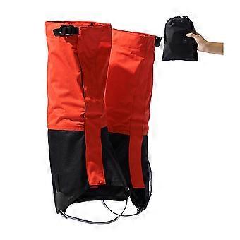 Waterproof Hiking Leg Gaiters Red Nylon, Breathable Adjustable Lightweight Boot Gaiters for Snow and Trail
