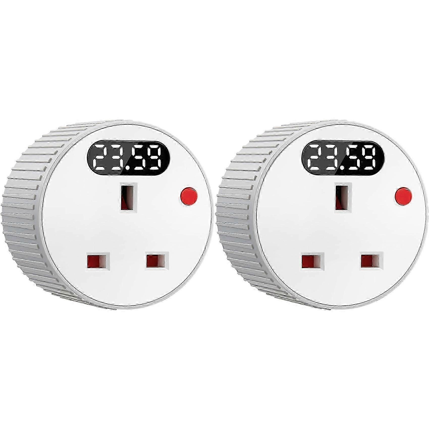 2X Countdown Timer Plug Socket, Digital Plug with LED Display, 1 Min-24H Adjustable Countdown Switch Plug-SNNGV