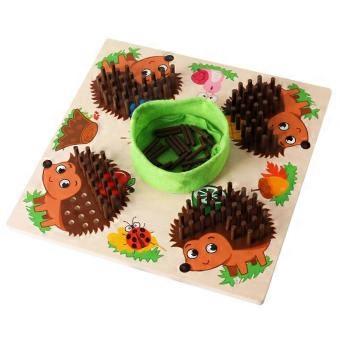Jogo de ouriço inserido de madeira brinquedo de educação infantil para o foco treinando presentes para crianças