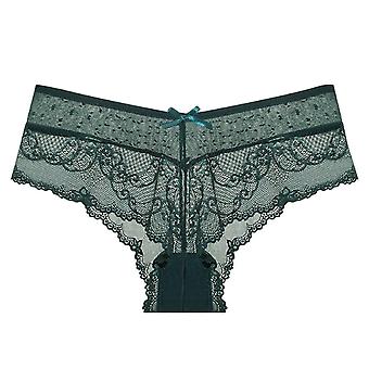 Veeki Womens Underwear Invisible Seamless Bikini Lace Underwear Half Back Coverage Panties, 5 Pack, Green, S
