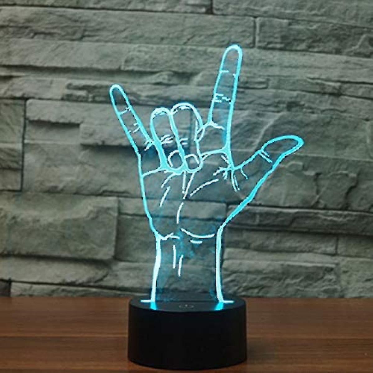 3d I Love You Sign Language Night Light Touch Table Desk Optical Illusion Lamps 7 Color Ch