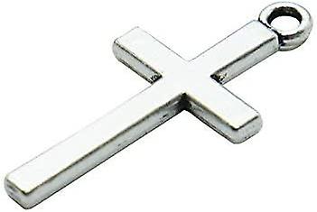 100 PCS Silver Tone Small Cross Pendant Beads Charms