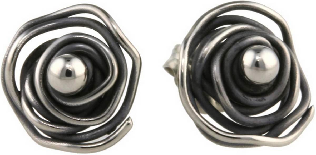 Ti2 Titanium Circular Chaos Stud Earrings - Black