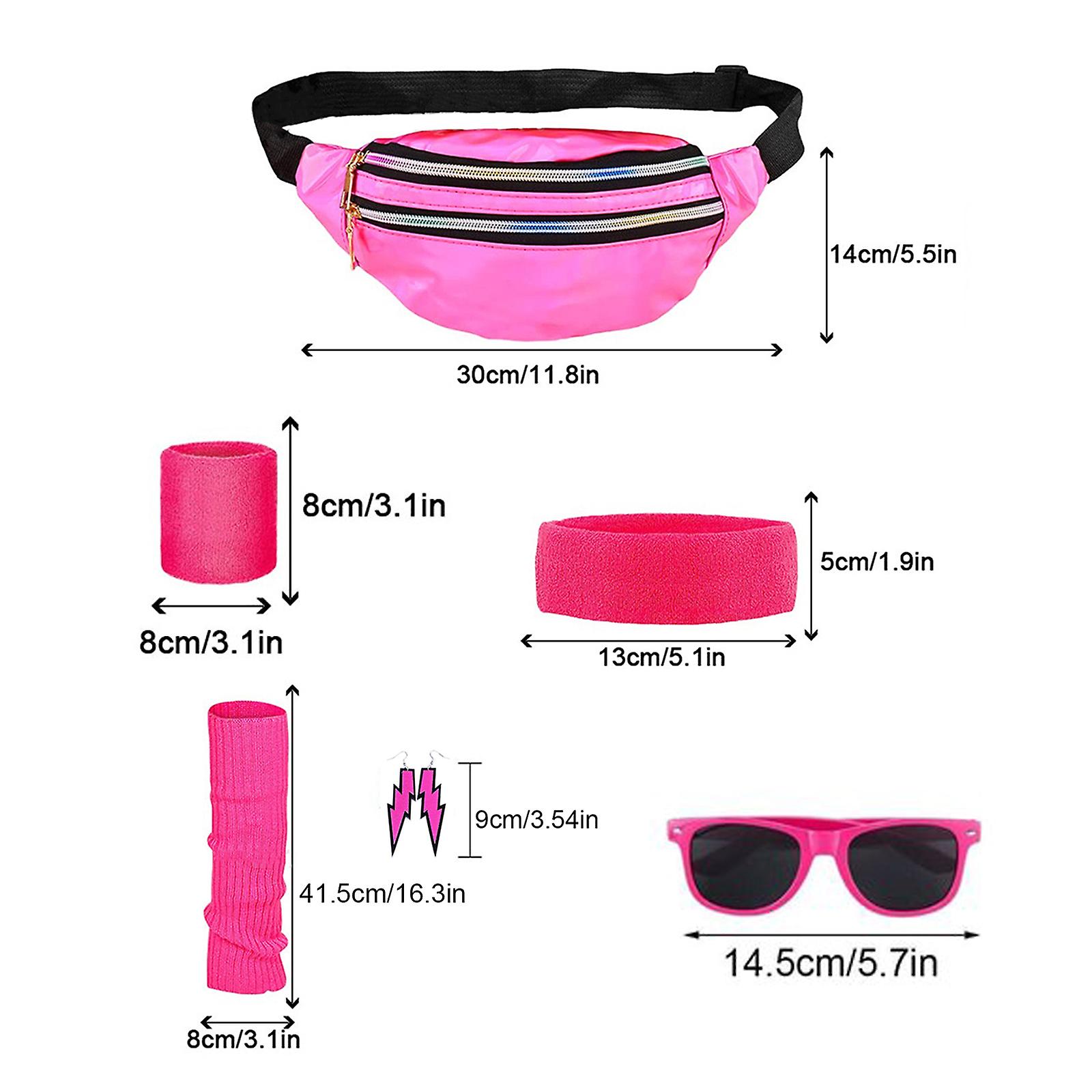 Disfraz De Los Años 80 Para Mujer Con Camiseta De Malla, Leggins Fluo, Diadema Y Accesorios De Neón – Ideal Para Fiestas De Carnaval