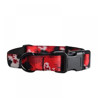 Camo Dog Collar - Fadeproof Permanently Bonded Printing, Military Grade Rustproof Buckle(Red M)