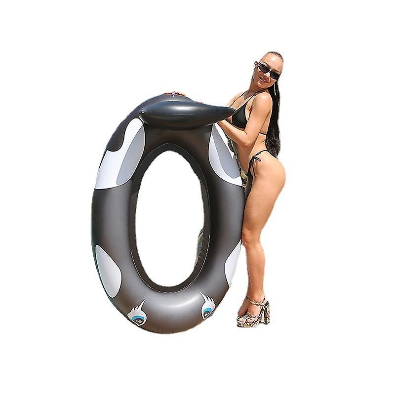 Inflatable Black Whale Swimming Deck Chair Hammock