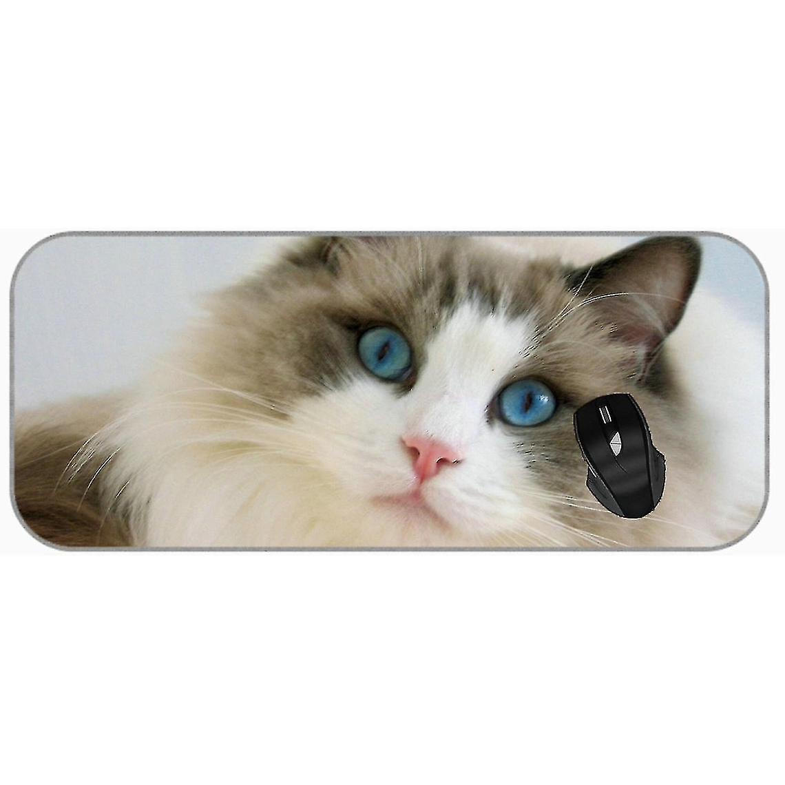 (750x300x3) Large Xxl Blue Eyes Ragdoll Animal Cat Non-slip Rubber Mousepad Gaming Mouse Pad