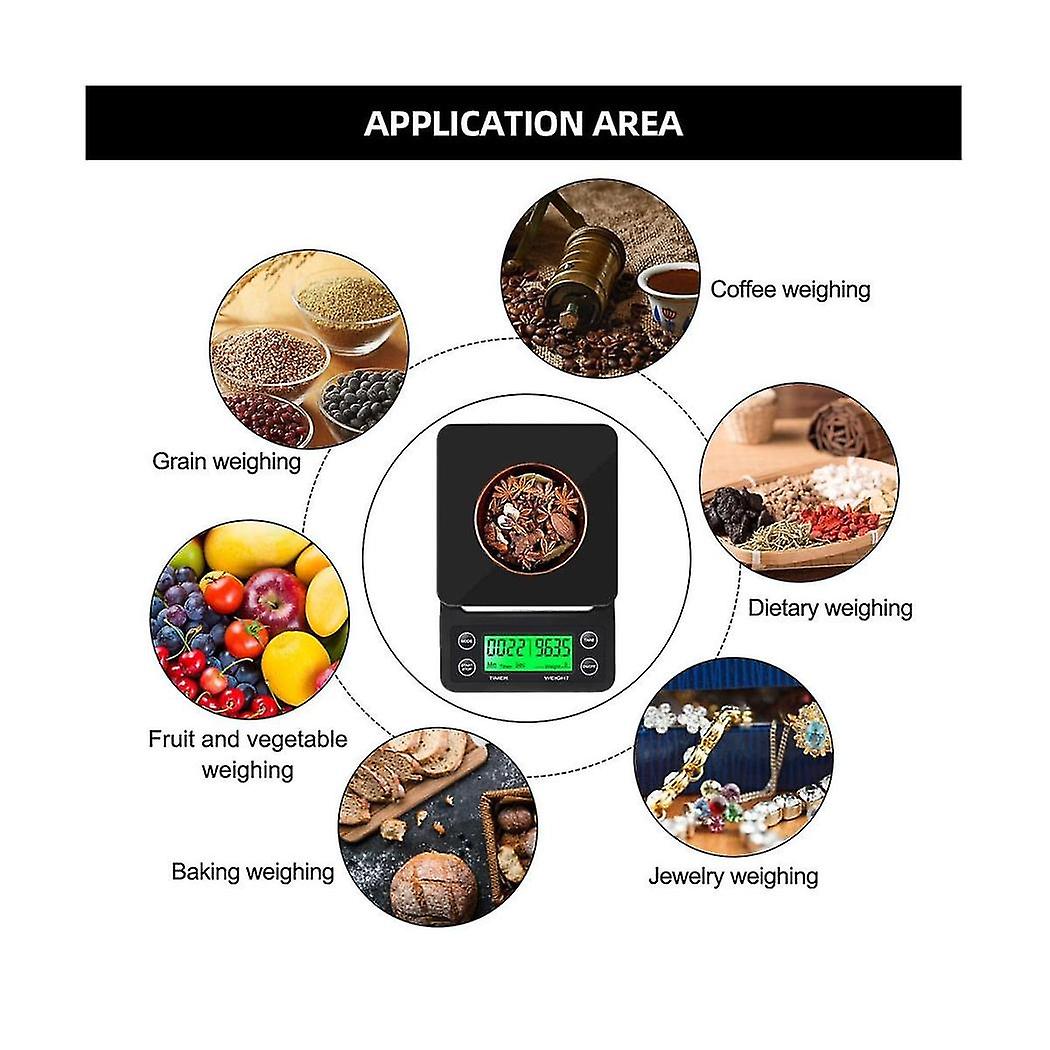 5kg/0.1g Drip Coffee Scale With Timer Portable Electronic Digital Kitchen Scale Lcd Electronic Scal