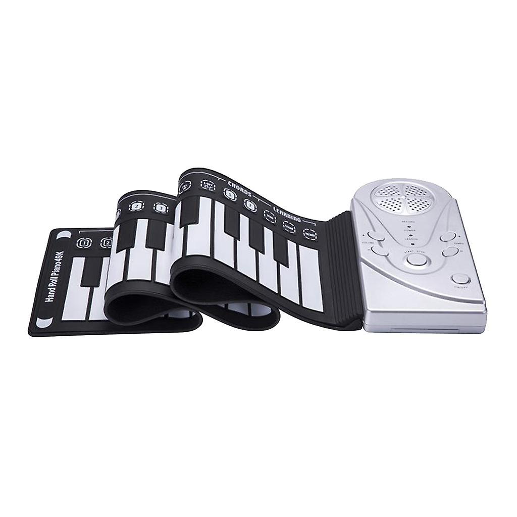 Flexible 49 Keys Roll Up Piano Keyboard Recording Feature white