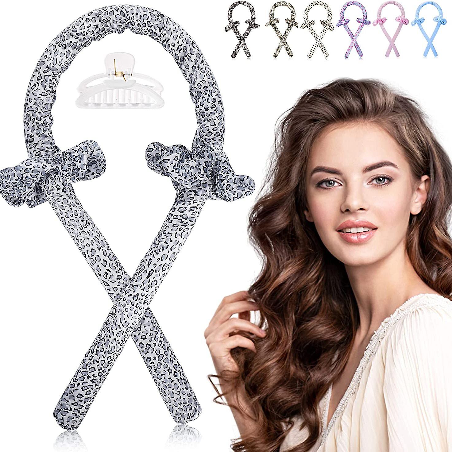 Create Natural Soft Waves Overnight With This Heatless Curling Rod Hairband Ribbon And Claw Clip!
