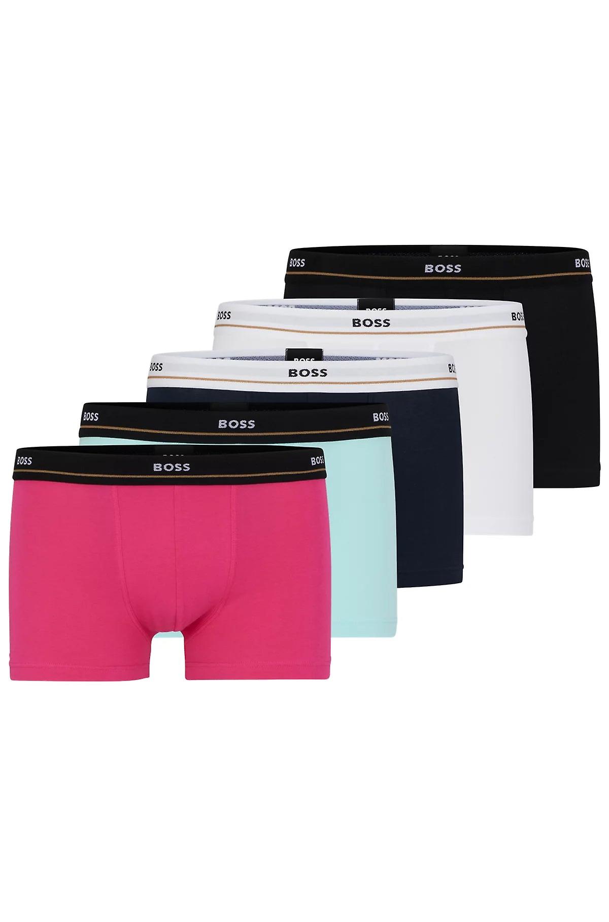 Boss 5 Pack Bomull Stretch Trunks Med Logo Linning - Rosa