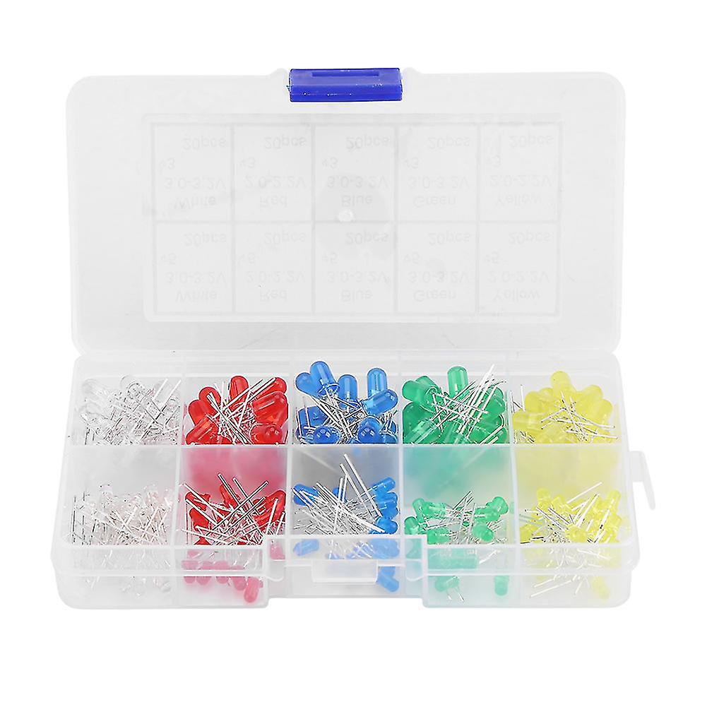 Kit de diodes LED 3 mm et 5 mm, assortiment de 200 diodes électroluminescentes rouges, jaunes, blanches, vertes et bleues