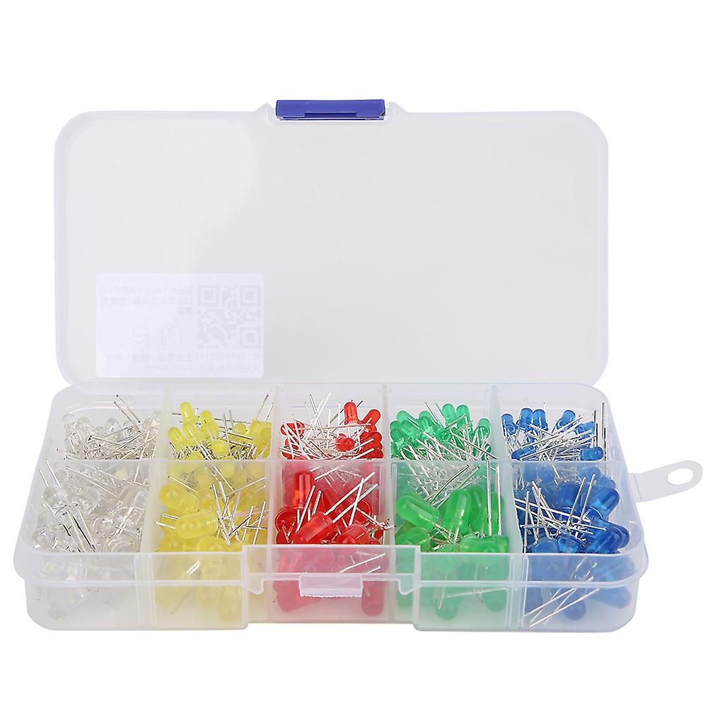 300pcs 3mm & 5mm Yellow/Green/Blue/Red/White LED Light Emitting Diode Kit