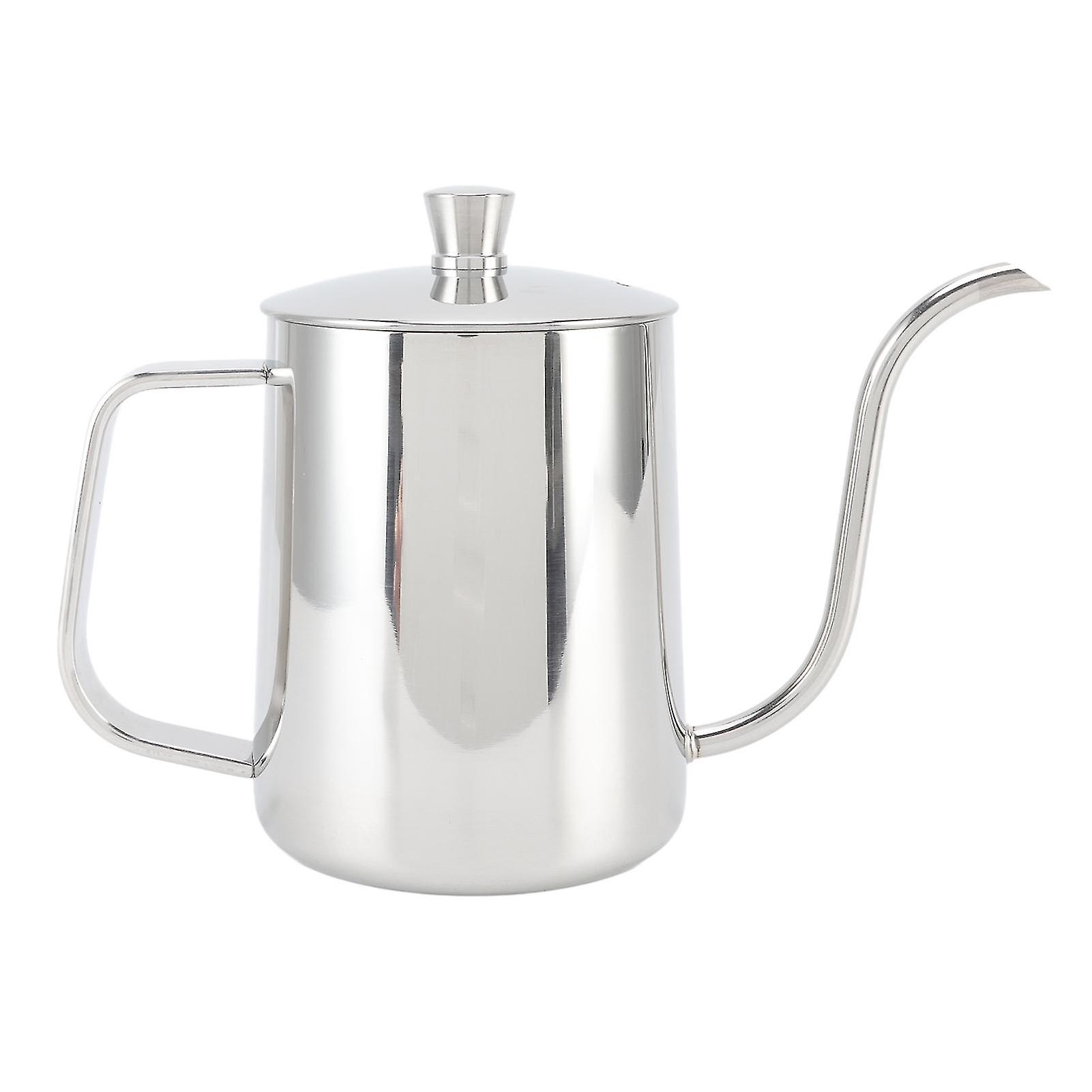 600ml Silver Gooseneck Coffee Kettle with Precision Spout for Pour Over Brewing