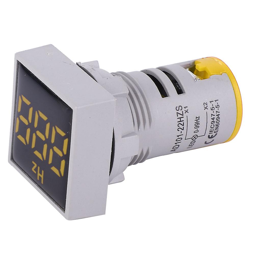 Square Digital Display LED Indication Light AC100~380V 20~75Hz Frequency Measuring(Yellow)