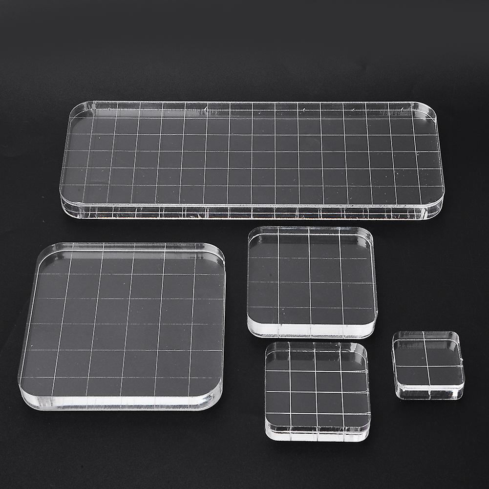 5 Pcs Transparent Acrylic Rubber Stamp Blocks Set Various Sizes